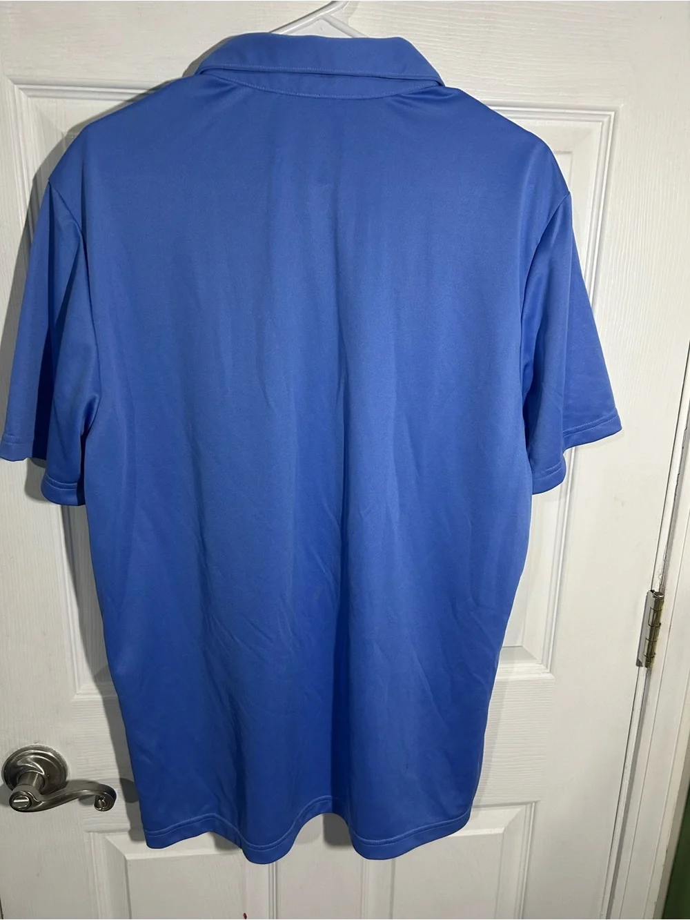 Adidas Men's Stretch Short Sleeve Chest Print Golf Polo Shirt Large Blue White